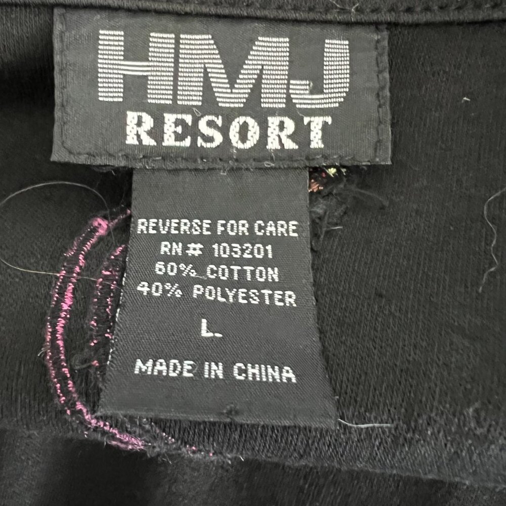 HJM Resort, Vintage 1980's, Black Cardigan with Flamingo embellishment, Size L - Picture 4 of 5